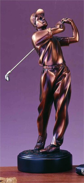 Golfer 2nd Place Sculpture After the Swing Watching His Ball